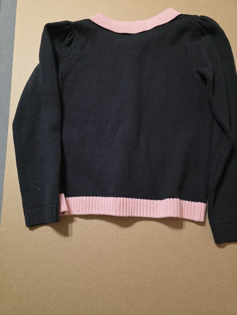 Gymboree Girls Black & Pink Cat Pocket Cardigan - Kids Jackets & Coats